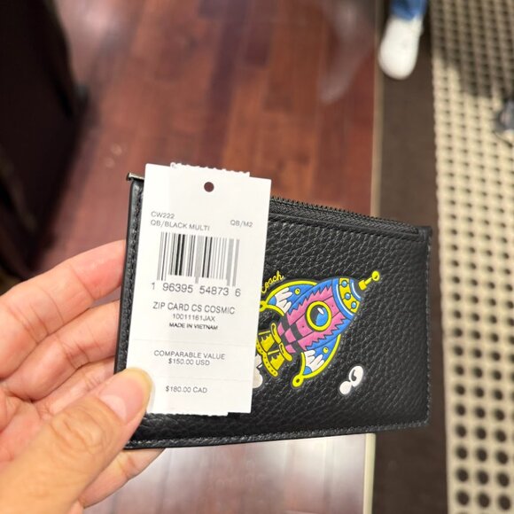 Coach CW222 Cosmic Zip Card Case With Rocket Graphic in Black - Picture 10 of 10